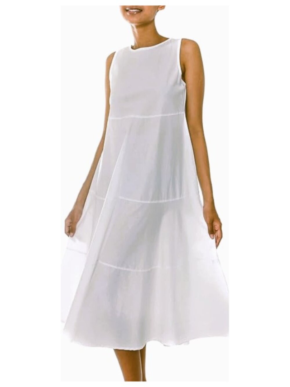POLOGARAGE Italy 100% Linen Midi Dress Size-2 White